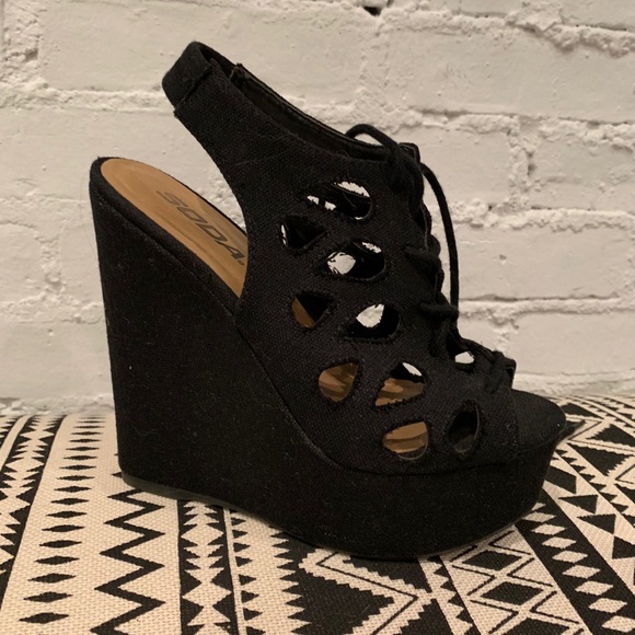 Soda Shoes - Black Cut Out Heels